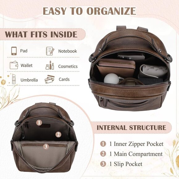 Mini Leather Backpack for Women Small Convertible Fashion Handbag Travel
